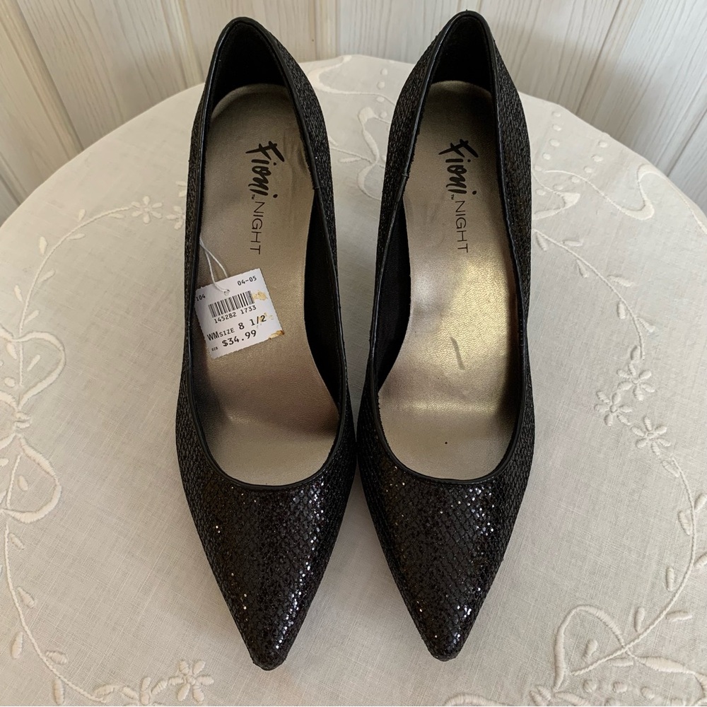 FIONI Faux Sparkle Snakeskin Heels